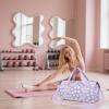 imageBLUBOON Duffle Bag Girls Kids Cute Gym Bag with Shoes Compartment ampamp Wet Separation Waterproof Sports Overnight Travel BagBeige Floral Purple