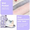 imageBLUBOON Duffle Bag Girls Kids Cute Gym Bag with Shoes Compartment ampamp Wet Separation Waterproof Sports Overnight Travel BagBeige Floral Purple