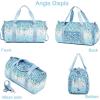 imageBLUBOON Duffle Bag Girls Kids Cute Gym Bag with Shoes Compartment ampamp Wet Separation Waterproof Sports Overnight Travel BagBlue Leopard
