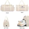 imageBLUBOON Duffle Bag Girls Kids Cute Gym Bag with Shoes Compartment ampamp Wet Separation Waterproof Sports Overnight Travel BagCorduroy Beige