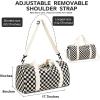 imageBLUBOON Duffle Bag Girls Kids Cute Gym Bag with Shoes Compartment ampamp Wet Separation Waterproof Sports Overnight Travel BagCorduroy Black white check