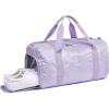 imageBLUBOON Duffle Bag Girls Kids Cute Gym Bag with Shoes Compartment ampamp Wet Separation Waterproof Sports Overnight Travel BagMetallic purple