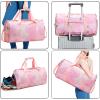 imageBLUBOON Sport Gym Duffle Bag for Women Girls Weekender Overnight Duffel Bag with Shoe Compartment Wet Pocket Marble Pink
