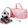 imageBLUBOON Sport Gym Duffle Bag for Women Girls Weekender Overnight Duffel Bag with Shoe Compartment Wet Pocket Marble Pink