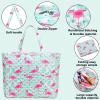 imageBeach Pool Bags Tote for Women Ladies Large Gym Tote Carry On Bag With Wet Compartment for Weekender Travel Waterproof Flamingo Print