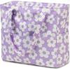 imageBeach Pool Bags Tote for Women Ladies Large Gym Tote Carry On Bag With Wet Compartment for Weekender Travel WaterproofBeige Flower Purple