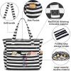 imageBeach Pool Bags Tote for Women Ladies Large Gym Tote Carry On Bag With Wet Compartment for Weekender Travel WaterproofBlack Stripes