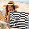 imageBeach Pool Bags Tote for Women Ladies Large Gym Tote Carry On Bag With Wet Compartment for Weekender Travel WaterproofBlack Stripes