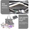 imageBeach Pool Bags Tote for Women Ladies Large Gym Tote Carry On Bag With Wet Compartment for Weekender Travel WaterproofBlack Stripes