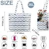 imageBeach Pool Bags Tote for Women Ladies Large Gym Tote Carry On Bag With Wet Compartment for Weekender Travel WaterproofBlue Wave Stripe