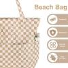 imageBeach Pool Bags Tote for Women Ladies Large Gym Tote Carry On Bag With Wet Compartment for Weekender Travel WaterproofBrown and White Grid 2