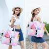 imageBeach Pool Bags Tote for Women Ladies Large Gym Tote Carry On Bag With Wet Compartment for Weekender Travel WaterproofRainbow Pink