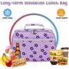 imageBluboon Insulated Lunch Bag for Girls ampamp Boys Corduroy School Lunch Box with Cooler ampamp Organizer Compartments LeakProof Lunch Tote for School Travel Corduroy Strawberries BeigeFlower Purple