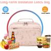 imageBluboon Insulated Lunch Bag for Girls ampamp Boys Corduroy School Lunch Box with Cooler ampamp Organizer Compartments LeakProof Lunch Tote for School Travel Corduroy Strawberries BeigeRed flower pink background