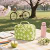imageBluboon Insulated Lunch Bag for Girls ampamp Boys Corduroy School Lunch Box with Cooler ampamp Organizer Compartments LeakProof Lunch Tote for School Travel Corduroy Strawberries BeigeBeige Flower Green