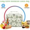 imageBluboon Insulated Lunch Bag for Girls ampamp Boys Corduroy School Lunch Box with Cooler ampamp Organizer Compartments LeakProof Lunch Tote for School Travel Corduroy Strawberries BeigeGreen Background of Flowers