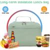 imageBluboon Insulated Lunch Bag for Girls ampamp Boys Corduroy School Lunch Box with Cooler ampamp Organizer Compartments LeakProof Lunch Tote for School Travel Corduroy Strawberries BeigeLight Green