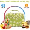 imageBluboon Kids Girls Lunch Bag Insulated Lunch Box for school Corduroy Lunch Cooler Organizer School Kids Lunch ToteBeige Flower Green