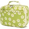 imageBluboon Kids Girls Lunch Bag Insulated Lunch Box for school Corduroy Lunch Cooler Organizer School Kids Lunch ToteBeige Flower Green