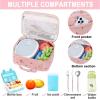 imageBluboon Kids Girls Lunch Bag Insulated Lunch Box for school Corduroy Lunch Cooler Organizer School Kids Lunch ToteCorduroy Pink Strawberry