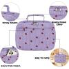 imageBluboon Kids Girls Lunch Bag Insulated Lunch Box for school Corduroy Lunch Cooler Organizer School Kids Lunch ToteCorduroy Purple Strawberry