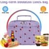 imageBluboon Kids Girls Lunch Bag Insulated Lunch Box for school Corduroy Lunch Cooler Organizer School Kids Lunch ToteCorduroy Purple Strawberry