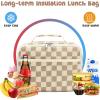 imageBluboon Kids Girls Lunch Bag Insulated Lunch Box for school Corduroy Lunch Cooler Organizer School Kids Lunch ToteCorduroy checkered brown