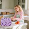 imageBluboon Kids Girls Lunch Bag Insulated Lunch Box for school Corduroy Lunch Cooler Organizer School Kids Lunch ToteFlower Purple