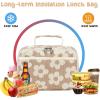 imageBluboon Kids Girls Lunch Bag Insulated Lunch Box for school Corduroy Lunch Cooler Organizer School Kids Lunch ToteFlower brown background