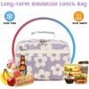imageBluboon Kids Girls Lunch Bag Insulated Lunch Box for school Corduroy Lunch Cooler Organizer School Kids Lunch TotePurple background of flowers