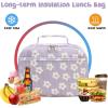 imageBluboon Kids Girls Lunch Bag Insulated Lunch Box for school Corduroy Lunch Cooler Organizer School Kids Lunch TotePurple flower 95