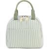 imageBluboon Lunch Box for Women Cute Lunch Bag Reusable Insulated Lunch Bags Large Capacity Lunchbox Cooler for Work Picnic or TravelA Sage Green White Stripes