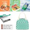 imageBluboon Lunch Box for Women Cute Lunch Bag Reusable Insulated Lunch Bags Large Capacity Lunchbox Cooler for Work Picnic or TravelApple green white grids