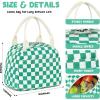 imageBluboon Lunch Box for Women Cute Lunch Bag Reusable Insulated Lunch Bags Large Capacity Lunchbox Cooler for Work Picnic or TravelApple green white grids