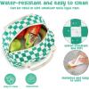 imageBluboon Lunch Box for Women Cute Lunch Bag Reusable Insulated Lunch Bags Large Capacity Lunchbox Cooler for Work Picnic or TravelApple green white grids