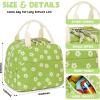 imageBluboon Lunch Box for Women Cute Lunch Bag Reusable Insulated Lunch Bags Large Capacity Lunchbox Cooler for Work Picnic or TravelBeige Flower Green