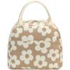 imageBluboon Lunch Box for Women Cute Lunch Bag Reusable Insulated Lunch Bags Large Capacity Lunchbox Cooler for Work Picnic or TravelBeige flower brown base