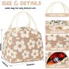 imageBluboon Lunch Box for Women Cute Lunch Bag Reusable Insulated Lunch Bags Large Capacity Lunchbox Cooler for Work Picnic or TravelBeige flower brown base