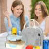 imageBluboon Lunch Box for Women Cute Lunch Bag Reusable Insulated Lunch Bags Large Capacity Lunchbox Cooler for Work Picnic or TravelBlack White Vertical Stripes