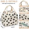 imageBluboon Lunch Box for Women Cute Lunch Bag Reusable Insulated Lunch Bags Large Capacity Lunchbox Cooler for Work Picnic or TravelBlack floral beige