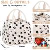 imageBluboon Lunch Box for Women Cute Lunch Bag Reusable Insulated Lunch Bags Large Capacity Lunchbox Cooler for Work Picnic or TravelBlack floral beige base