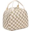 imageBluboon Lunch Box for Women Cute Lunch Bag Reusable Insulated Lunch Bags Large Capacity Lunchbox Cooler for Work Picnic or TravelBrown white grid