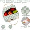 imageBluboon Lunch Box for Women Cute Lunch Bag Reusable Insulated Lunch Bags Large Capacity Lunchbox Cooler for Work Picnic or TravelLight green white grid