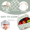 imageBluboon Lunch Box for Women Cute Lunch Bag Reusable Insulated Lunch Bags Large Capacity Lunchbox Cooler for Work Picnic or TravelLight green white grid