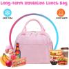 imageBluboon Lunch Box for Women Cute Lunch Bag Reusable Insulated Lunch Bags Large Capacity Lunchbox Cooler for Work Picnic or TravelPink White Vertical Stripes