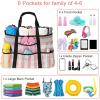 imageBluboon Mesh Beach Bag Toy Tote Bag for Family Pool Oversized 22 inches Grocery Shopping Bag with Waterproof Cell Phone Pocket and Sandproof Bottom Pink White Stripe