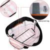 imageBluboon Mesh Beach Bag Toy Tote Bag for Family Pool Oversized 22 inches Grocery Shopping Bag with Waterproof Cell Phone Pocket and Sandproof Bottom Pink White Stripe