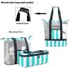 imageBluboon Mesh Beach Tote Bag with Cooler Compartment Insulated Detachable Picnic Bag with Zipper and Pocket Pool Bag for WomenA Turquoise