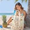 imageBluboon Mesh Beach Tote Bag with Cooler Compartment Insulated Detachable Picnic Bag with Zipper and Pocket Pool Bag for WomenAbig Flower 157