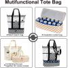 imageBluboon Mesh Beach Tote Bag with Cooler Compartment Insulated Detachable Picnic Bag with Zipper and Pocket Pool Bag for WomenAblack and White Grid